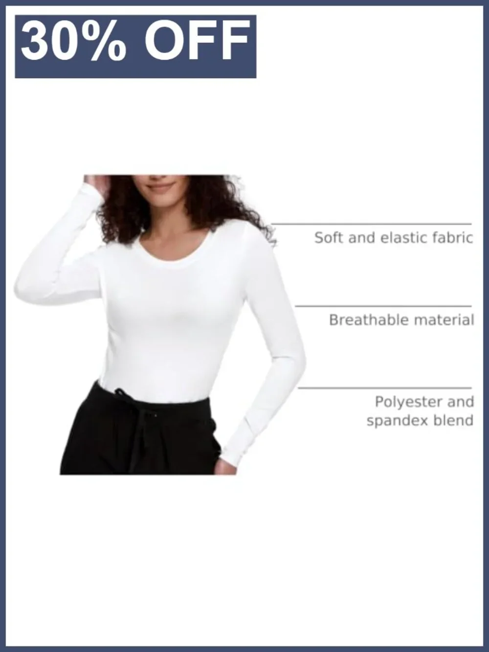 COZYFIT Underscrub Long Sleeve Crew Neck Slim Fit Tunic Top for Healthcare